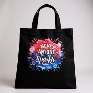 Black Tote Bag with Inspirational Print